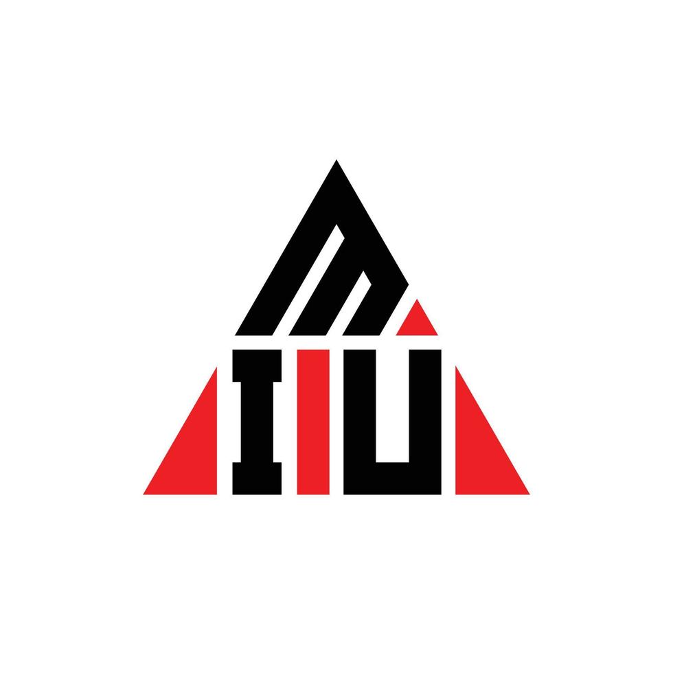 création de logo de lettre miu triangle avec forme de triangle. monogramme de conception de logo triangle miu. modèle de logo vectoriel miu triangle avec couleur rouge. logo triangulaire miu logo simple, élégant et luxueux.
