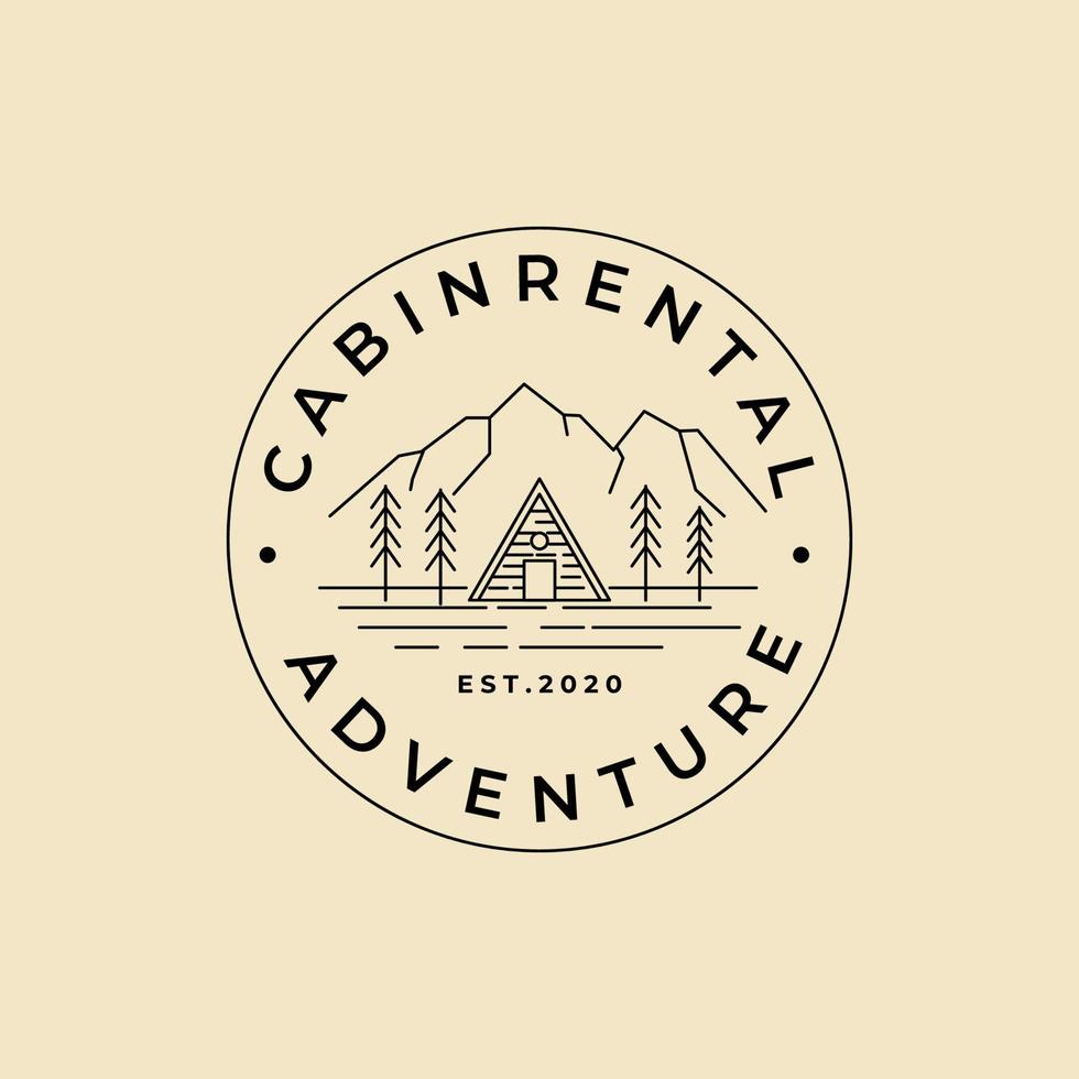 Location de cabine line art badge logo vector illustration design