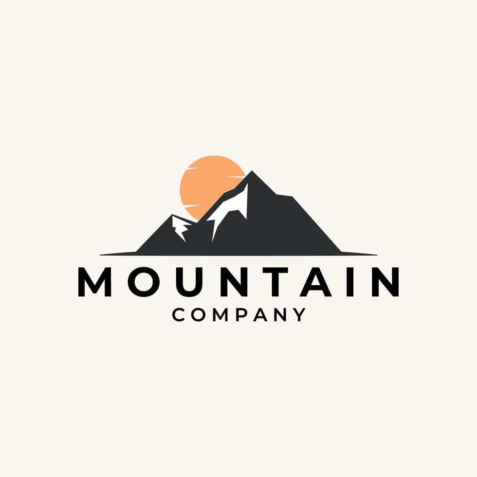 illustration de modèle de conception de logo de montagne de soleil vecteur