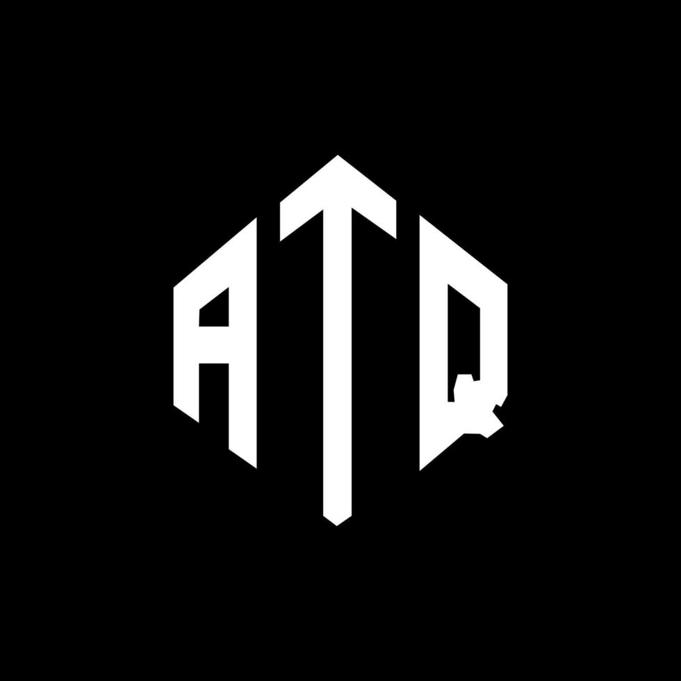 création de logo de lettre atq avec forme de polygone. création de logo en forme de polygone et de cube atq. modèle de logo vectoriel atq hexagone couleurs blanches et noires. monogramme atq, logo d'entreprise et immobilier.
