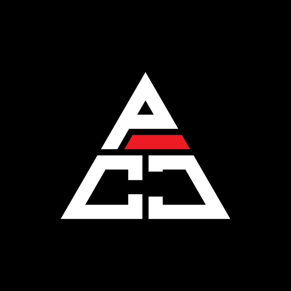 création de logo de lettre triangle pcj avec forme de triangle. monogramme de conception de logo triangle pcj. modèle de logo vectoriel triangle pcj avec couleur rouge. logo triangulaire pcj logo simple, élégant et luxueux.