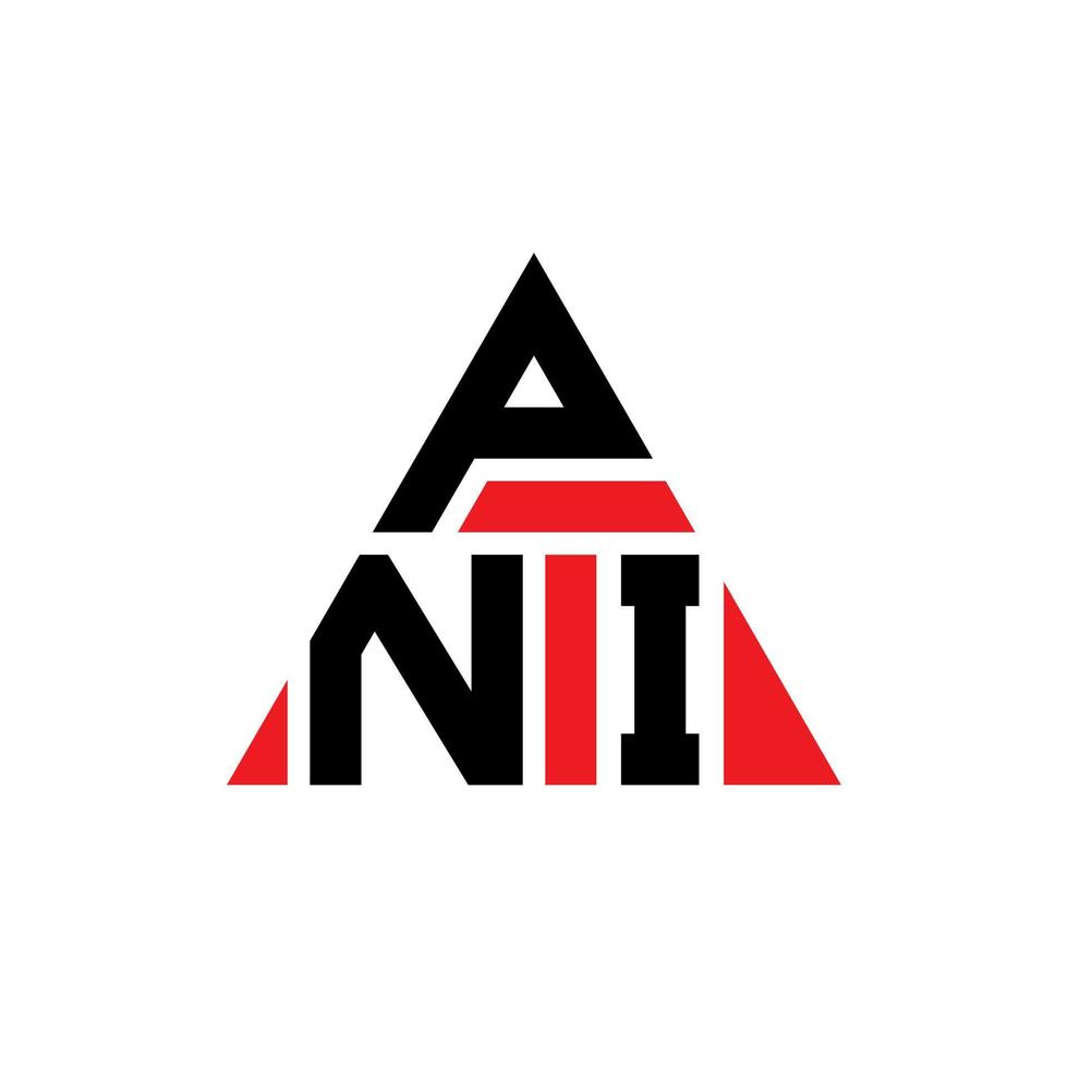 création de logo de lettre triangle pni avec forme de triangle. monogramme de conception de logo triangle pni. modèle de logo vectoriel triangle pni avec couleur rouge. logo triangulaire pni logo simple, élégant et luxueux.