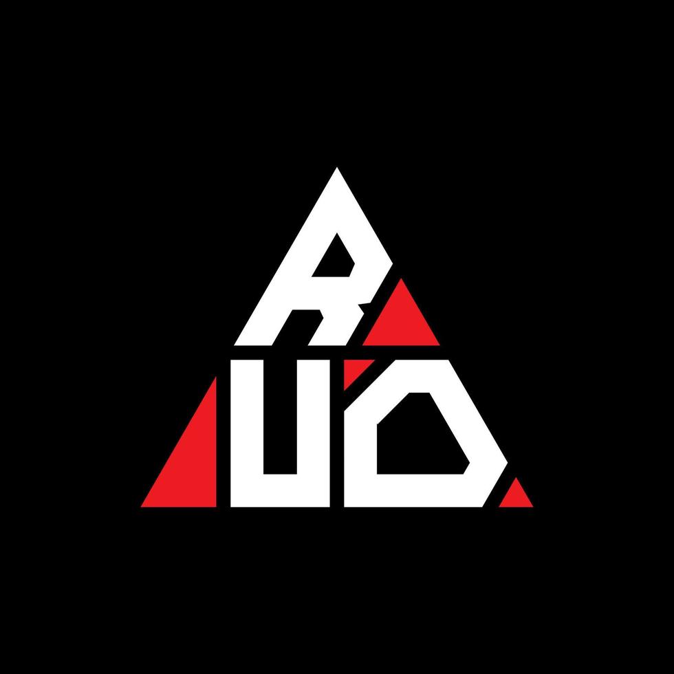 création de logo de lettre triangle ruo avec forme de triangle. monogramme de conception de logo triangle ruo. modèle de logo vectoriel triangle ruo avec couleur rouge. logo triangulaire ruo logo simple, élégant et luxueux.