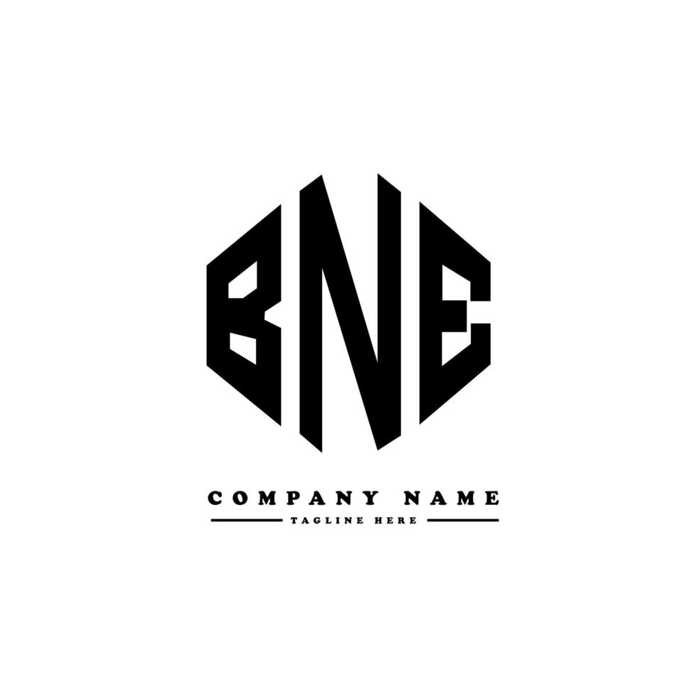 création de logo de lettre bne avec forme de polygone. création de logo en forme de polygone et de cube bne. modèle de logo vectoriel bne hexagone couleurs blanches et noires. monogramme bne, logo commercial et immobilier.