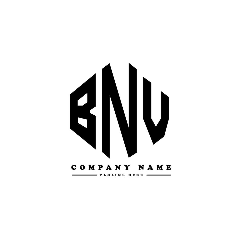 création de logo de lettre bnv avec forme de polygone. création de logo en forme de polygone et de cube bnv. modèle de logo vectoriel hexagonal bnv couleurs blanches et noires. monogramme bnv, logo commercial et immobilier.