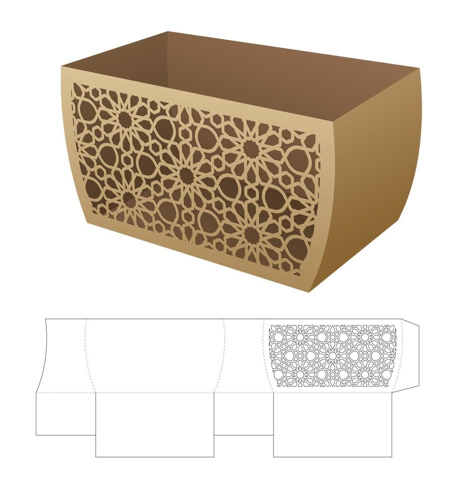 bol incurvé avec modèle de découpe de fenêtre à motif arabe et maquette 3d vecteur