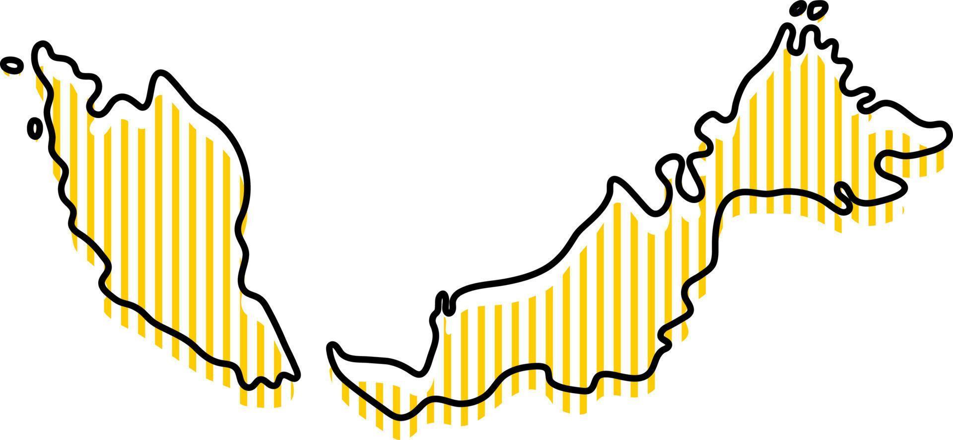 carte simple stylisée de l'icône de la malaisie. vecteur