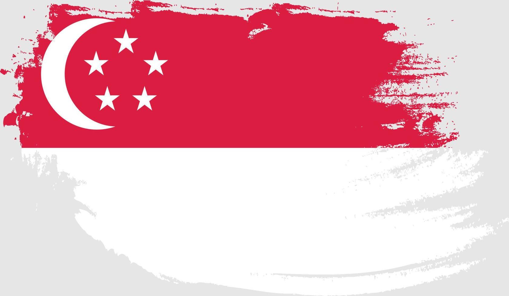 drapeau de singapour avec texture grunge vecteur