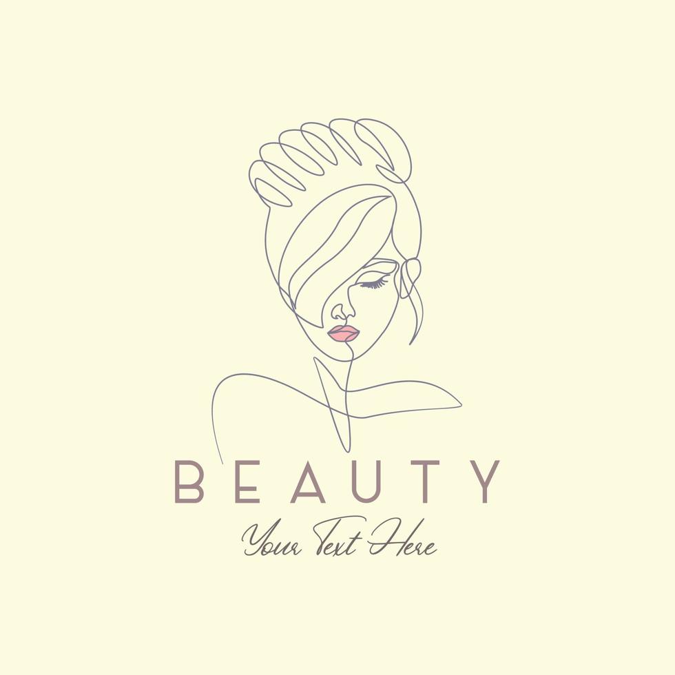 dessin au trait art beauté femme visage fille élégante logo féminin vecteur