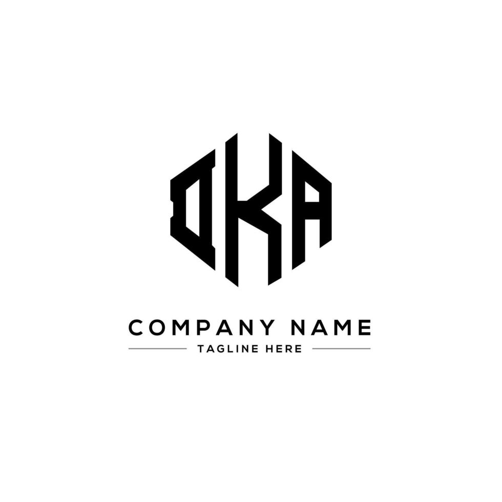 création de logo de lettre dka avec forme de polygone. création de logo en forme de polygone et de cube dka. modèle de logo vectoriel hexagone dka couleurs blanches et noires. monogramme dka, logo d'entreprise et immobilier.