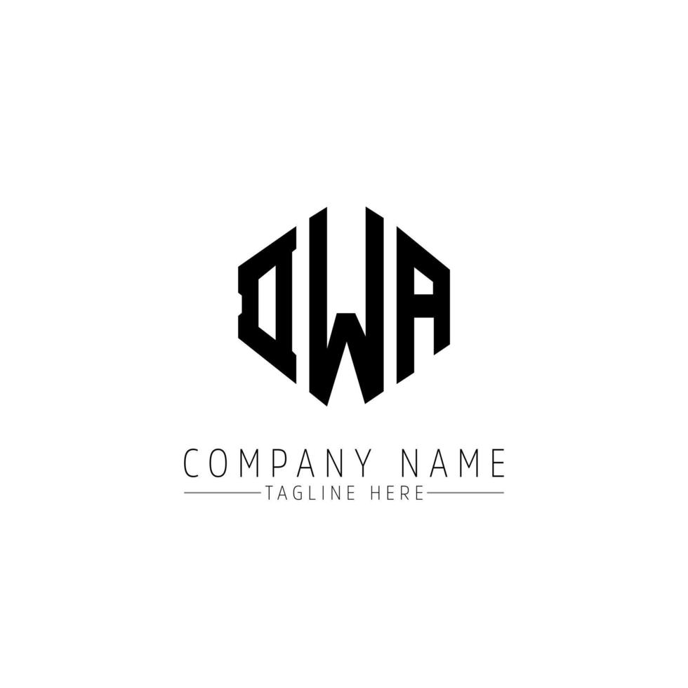 création de logo de lettre dwa avec forme de polygone. création de logo en forme de polygone et de cube dwa. modèle de logo vectoriel dwa hexagone couleurs blanches et noires. monogramme dwa, logo d'entreprise et immobilier.