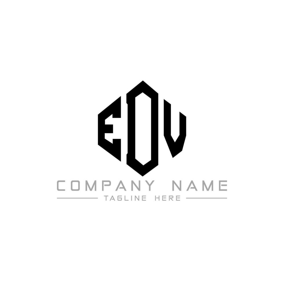 création de logo de lettre edv avec forme de polygone. création de logo en forme de polygone et de cube edv. modèle de logo vectoriel edv hexagone couleurs blanches et noires. monogramme edv, logo d'entreprise et immobilier.
