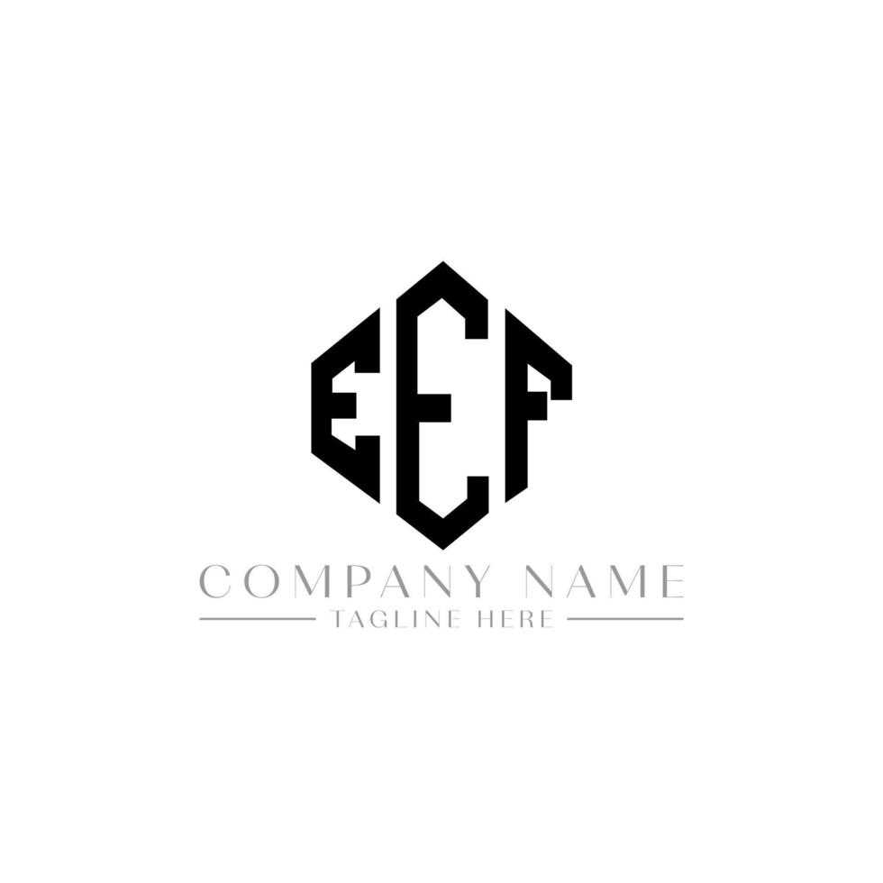 création de logo de lettre eff avec forme de polygone. création de logo en forme de polygone et de cube eef. modèle de logo vectoriel eef hexagone couleurs blanches et noires. monogramme eef, logo d'entreprise et immobilier.