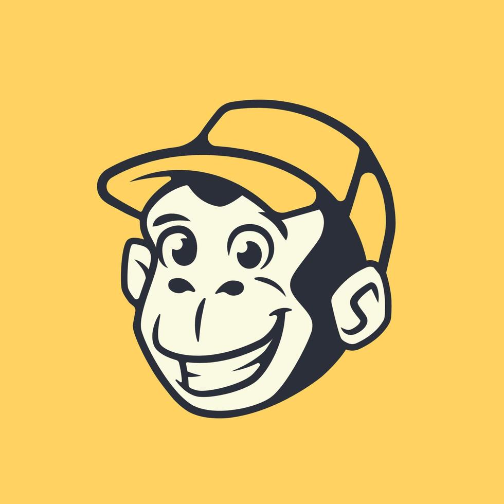 modèle de logo de visage de chimpanzé rétro funky vecteur