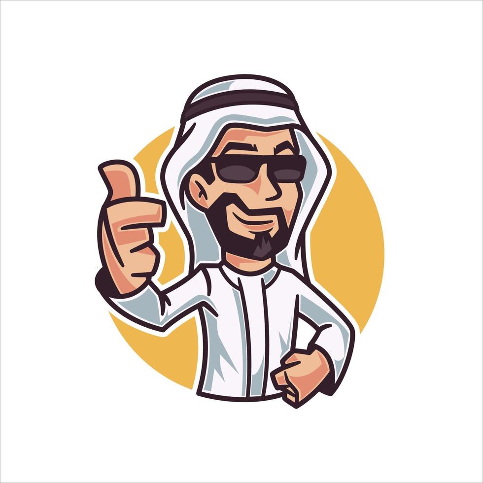 sympathique mascotte de dessin animé de type arabe vecteur