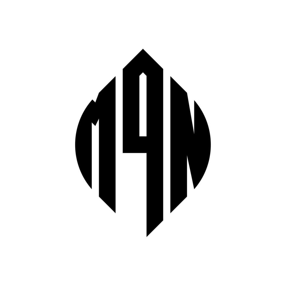 création de logo de lettre de cercle mqn avec forme de cercle et d'ellipse. lettres d'ellipse mqn avec style typographique. les trois initiales forment un logo circulaire. mqn cercle emblème abstrait monogramme lettre marque vecteur. vecteur
