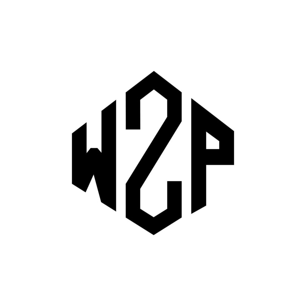 création de logo de lettre wzp avec forme de polygone. création de logo en forme de polygone et de cube wzp. modèle de logo vectoriel wzp hexagone couleurs blanches et noires. monogramme wzp, logo d'entreprise et immobilier.