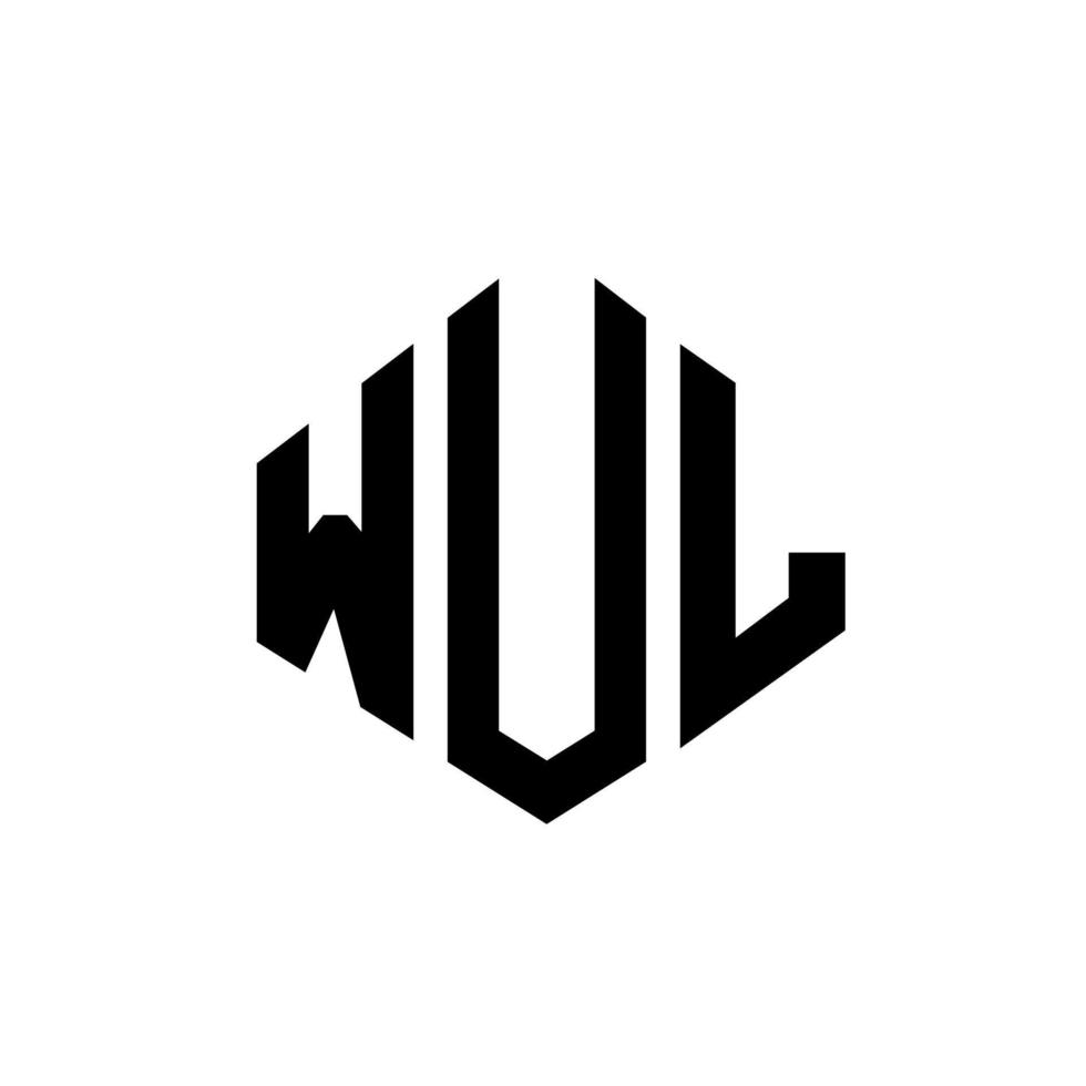 création de logo de lettre wul avec forme de polygone. wul création de logo en forme de polygone et de cube. modèle de logo vectoriel wul hexagone couleurs blanches et noires. monogramme wul, logo d'entreprise et immobilier.