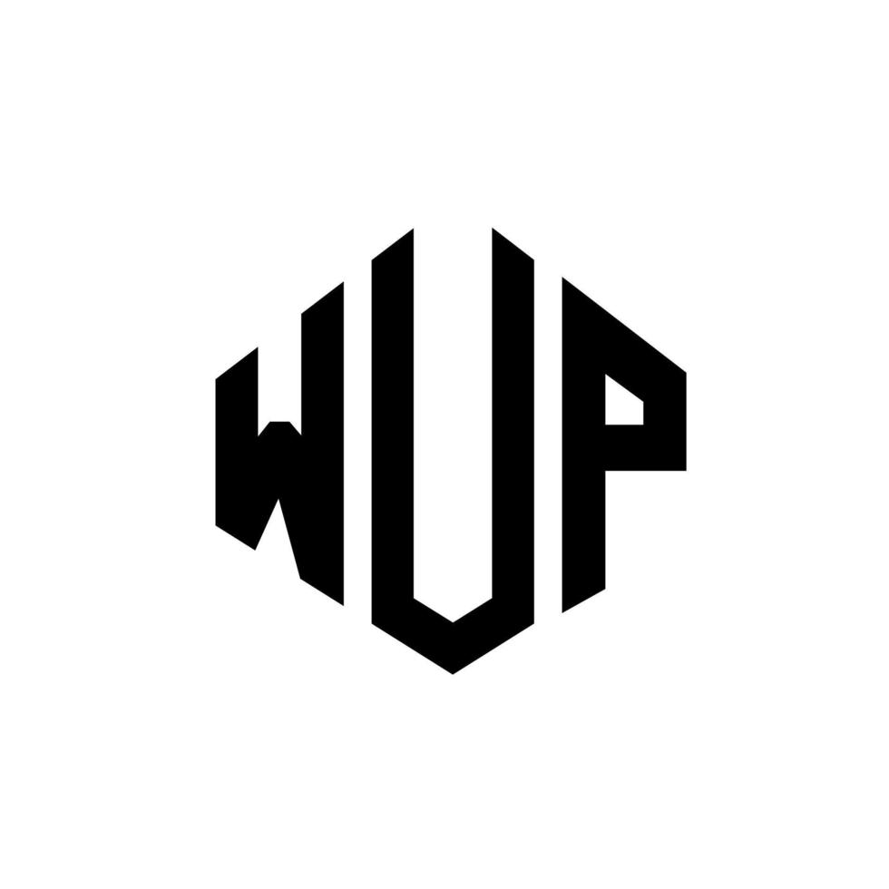 création de logo de lettre wup avec forme de polygone. wup création de logo en forme de polygone et de cube. modèle de logo vectoriel wup hexagone couleurs blanches et noires. monogramme wup, logo d'entreprise et immobilier.