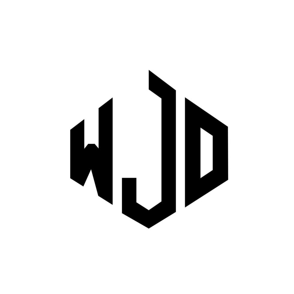 création de logo de lettre wjo avec forme de polygone. wjo création de logo en forme de polygone et de cube. modèle de logo vectoriel wjo hexagone couleurs blanches et noires. monogramme wjo, logo d'entreprise et immobilier.