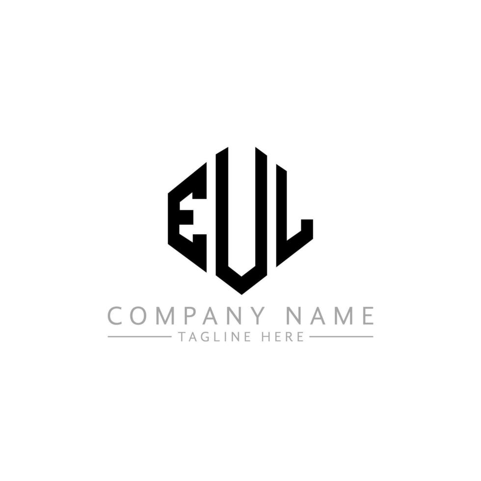 création de logo de lettre eul avec forme de polygone. création de logo en forme de polygone et de cube eul. modèle de logo vectoriel eul hexagone couleurs blanches et noires. monogramme eul, logo d'entreprise et immobilier.