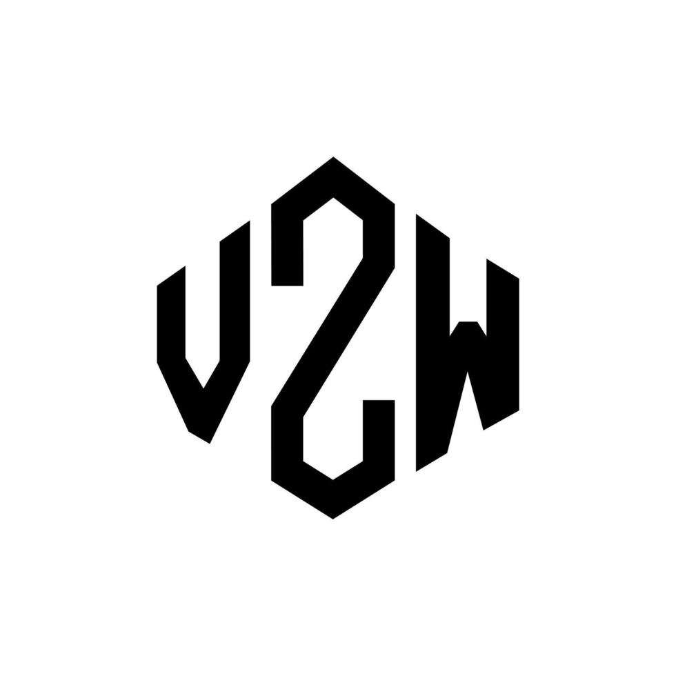 création de logo de lettre vzw avec forme de polygone. création de logo en forme de polygone et de cube vzw. modèle de logo vectoriel vzw hexagone couleurs blanches et noires. monogramme vzw, logo commercial et immobilier.