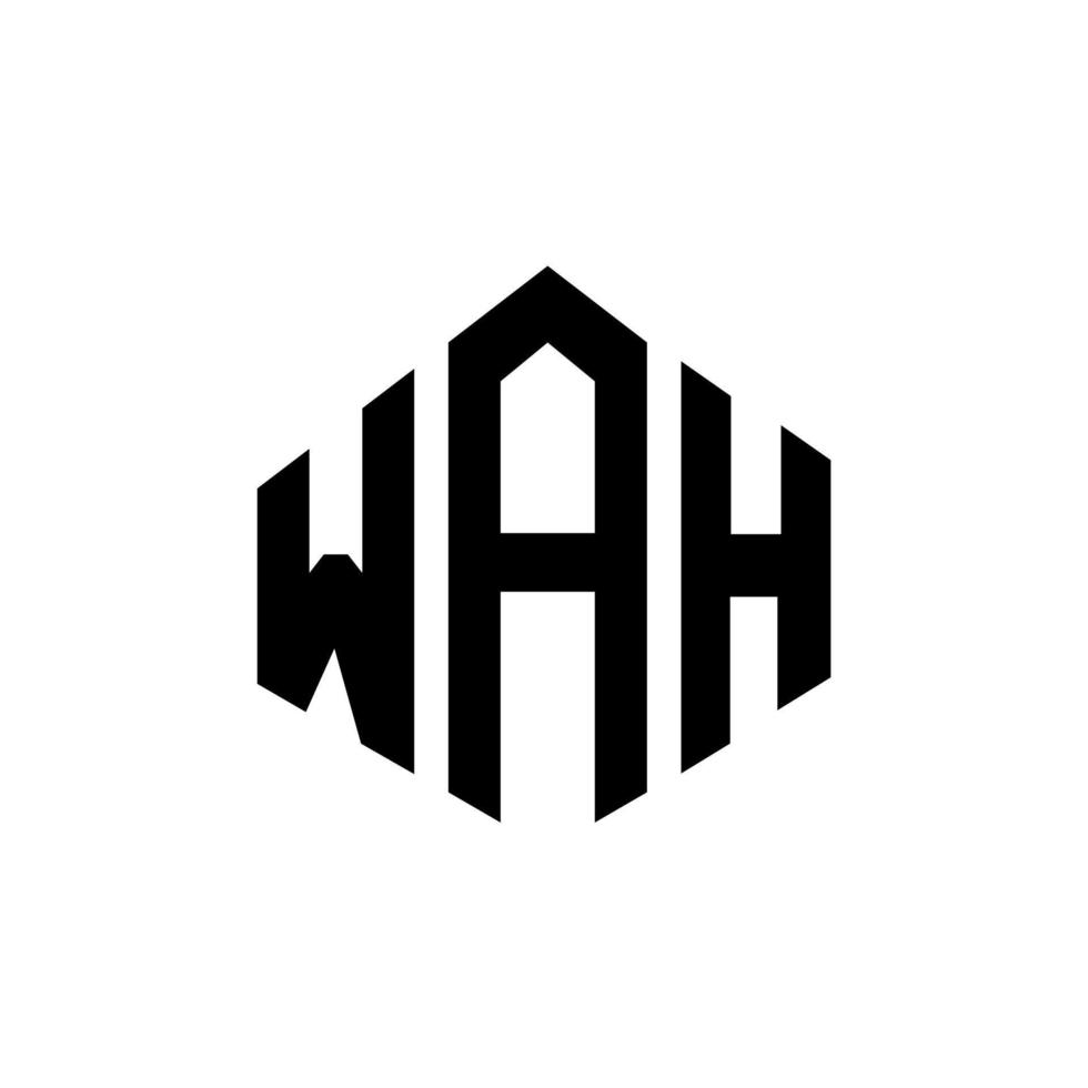 création de logo de lettre wah avec forme de polygone. création de logo en forme de polygone et de cube wah. modèle de logo vectoriel wah hexagone couleurs blanches et noires. monogramme wah, logo d'entreprise et immobilier.