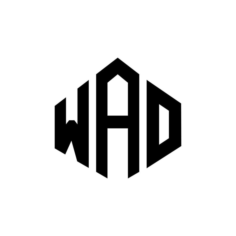 création de logo de lettre wao avec forme de polygone. création de logo en forme de polygone et de cube wao. modèle de logo vectoriel hexagone wao couleurs blanches et noires. monogramme wao, logo d'entreprise et immobilier.