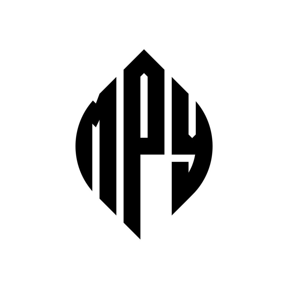 création de logo de lettre de cercle mpy avec forme de cercle et d'ellipse. lettres d'ellipse mpy avec style typographique. les trois initiales forment un logo circulaire. mpy cercle emblème abstrait monogramme lettre marque vecteur. vecteur