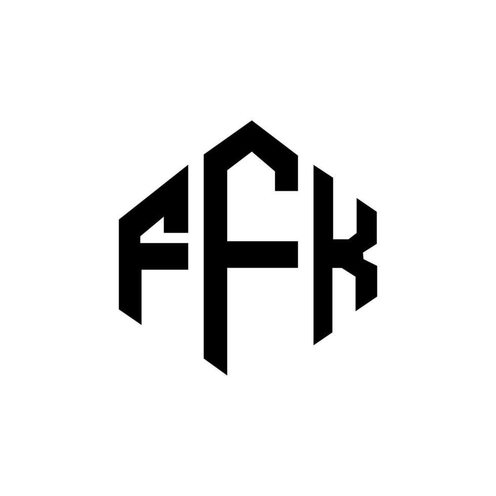 création de logo de lettre ffk avec forme de polygone. création de logo en forme de polygone et de cube ffk. modèle de logo vectoriel hexagone ffk couleurs blanches et noires. monogramme ffk, logo d'entreprise et immobilier.