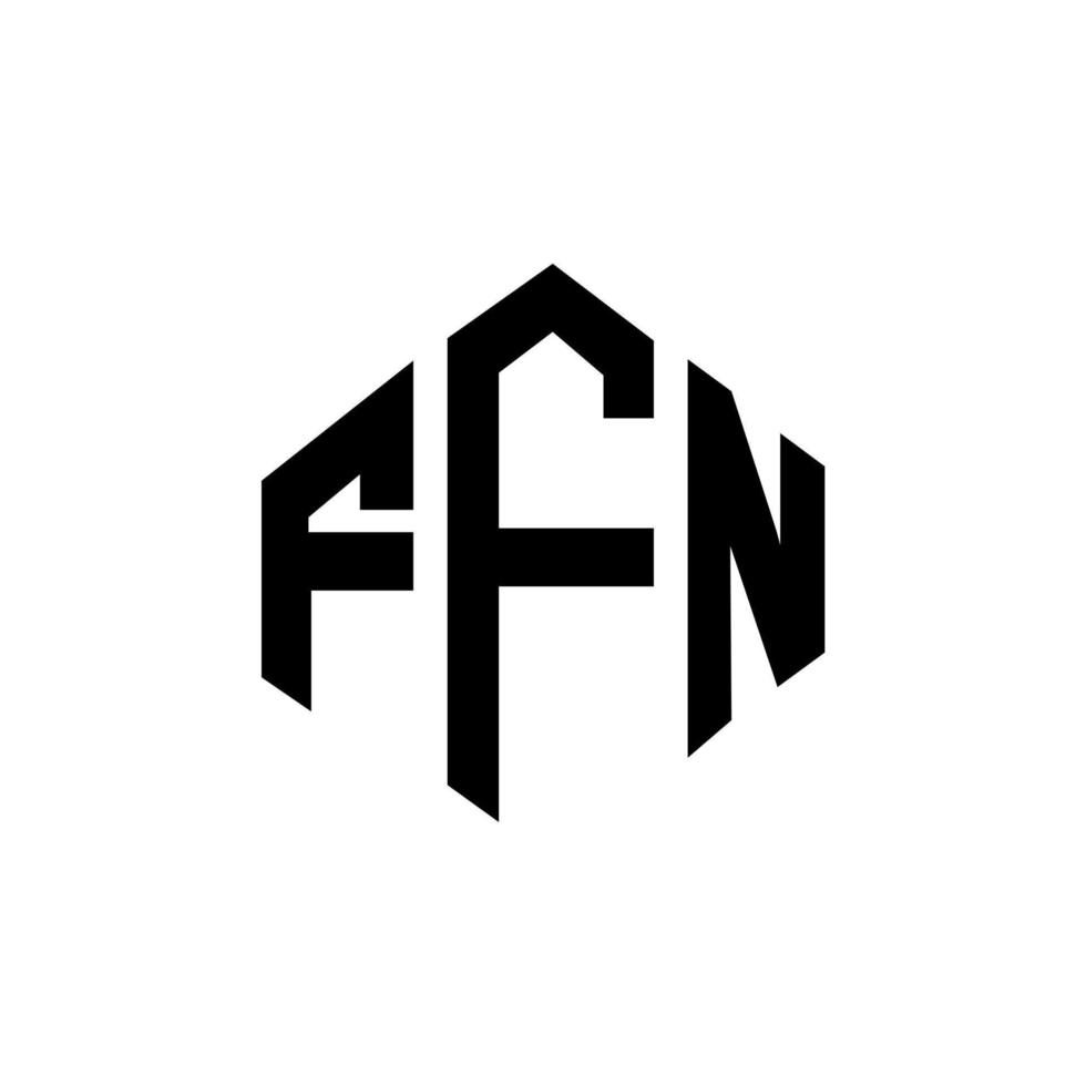 création de logo de lettre ffn avec forme de polygone. création de logo en forme de polygone et de cube ffn. modèle de logo vectoriel hexagone ffn couleurs blanches et noires. monogramme ffn, logo d'entreprise et immobilier.