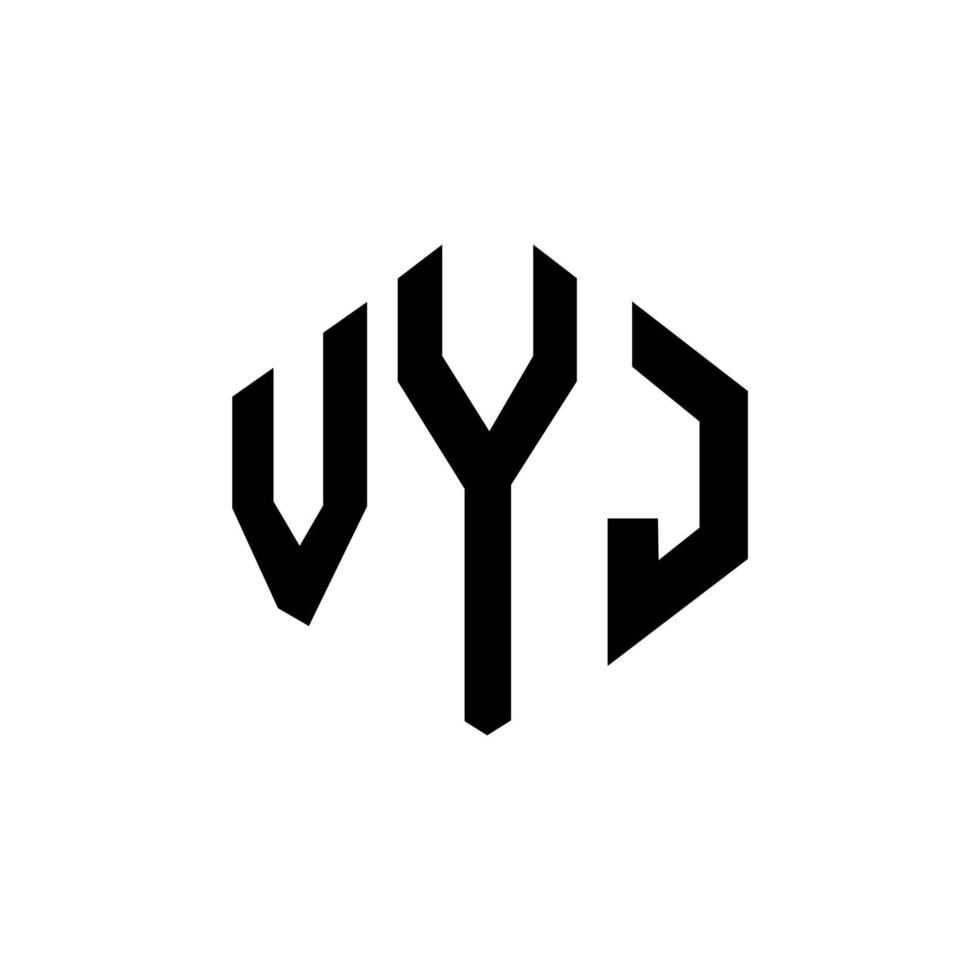 création de logo de lettre vyj avec forme de polygone. création de logo en forme de polygone et de cube vyj. modèle de logo vectoriel hexagone vyj couleurs blanches et noires. monogramme vyj, logo d'entreprise et immobilier.