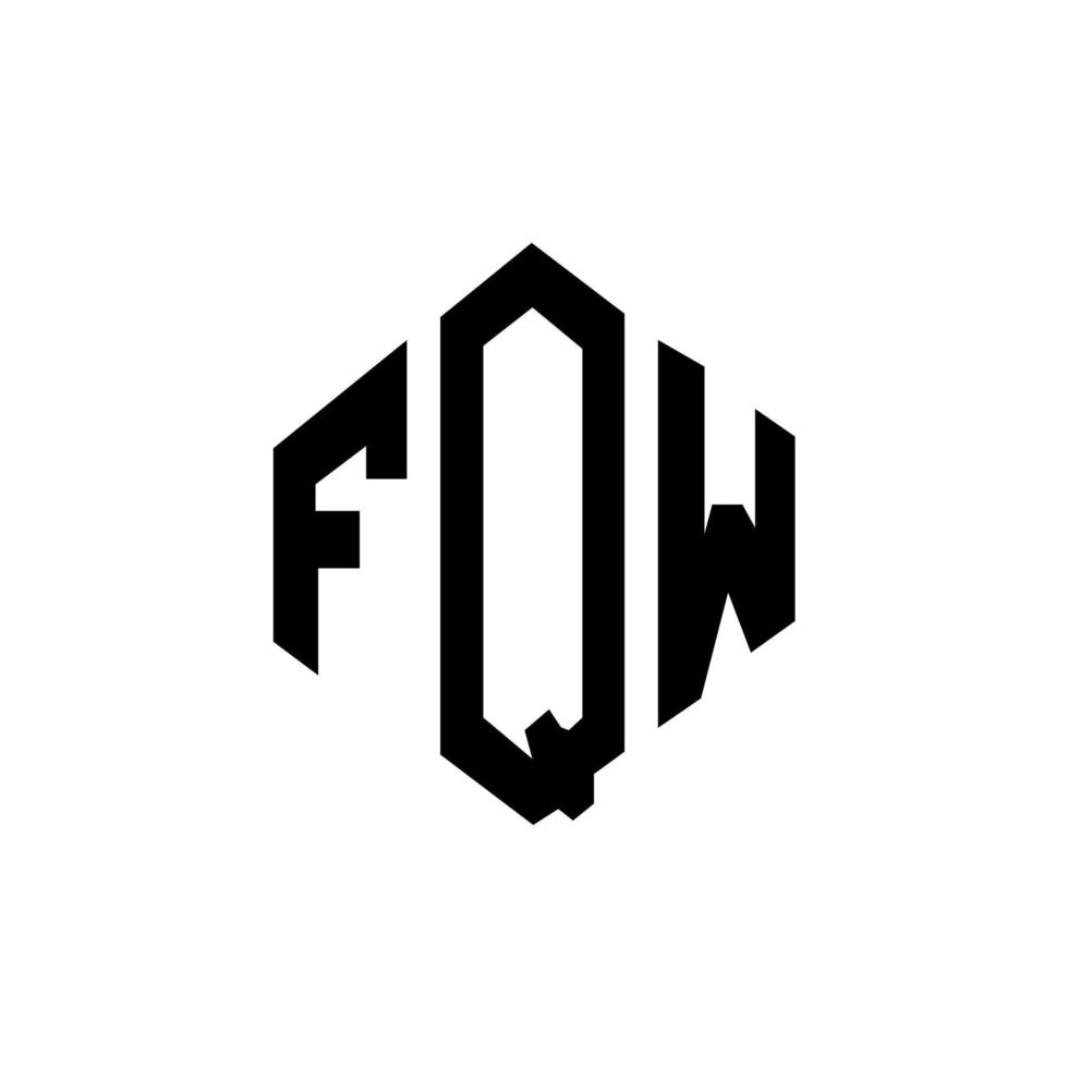 création de logo de lettre fqw avec forme de polygone. création de logo en forme de polygone et de cube fqw. modèle de logo vectoriel hexagone fqw couleurs blanches et noires. monogramme fqw, logo d'entreprise et immobilier.