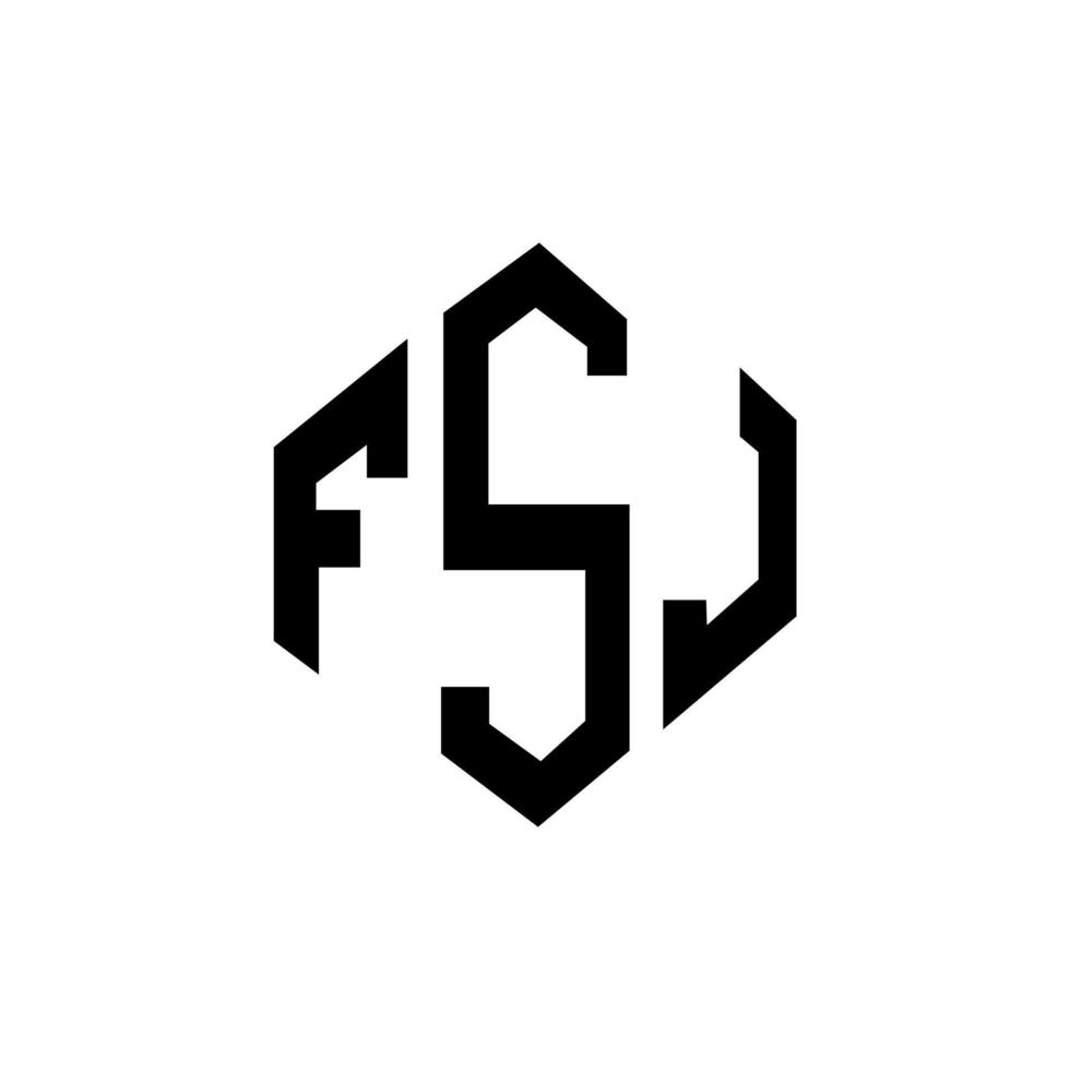 création de logo de lettre fsj avec forme de polygone. création de logo en forme de polygone et de cube fsj. modèle de logo vectoriel hexagone fsj couleurs blanches et noires. monogramme fsj, logo d'entreprise et immobilier.