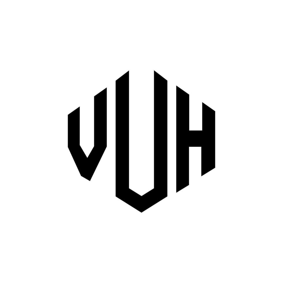 création de logo de lettre vuh avec forme de polygone. création de logo vuh en forme de polygone et de cube. modèle de logo vectoriel vuh hexagone couleurs blanches et noires. monogramme vuh, logo d'entreprise et immobilier.