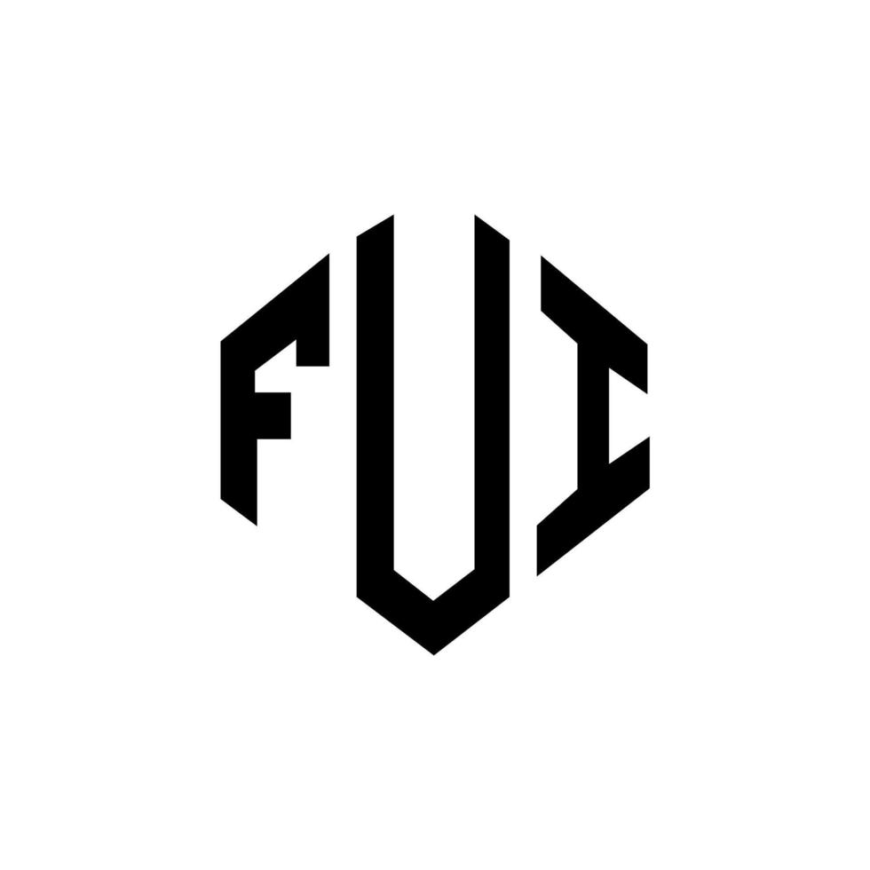 création de logo de lettre fui avec forme de polygone. création de logo fui en polygone et en forme de cube. modèle de logo vectoriel fui hexagone couleurs blanches et noires. monogramme fui, logo d'entreprise et immobilier.