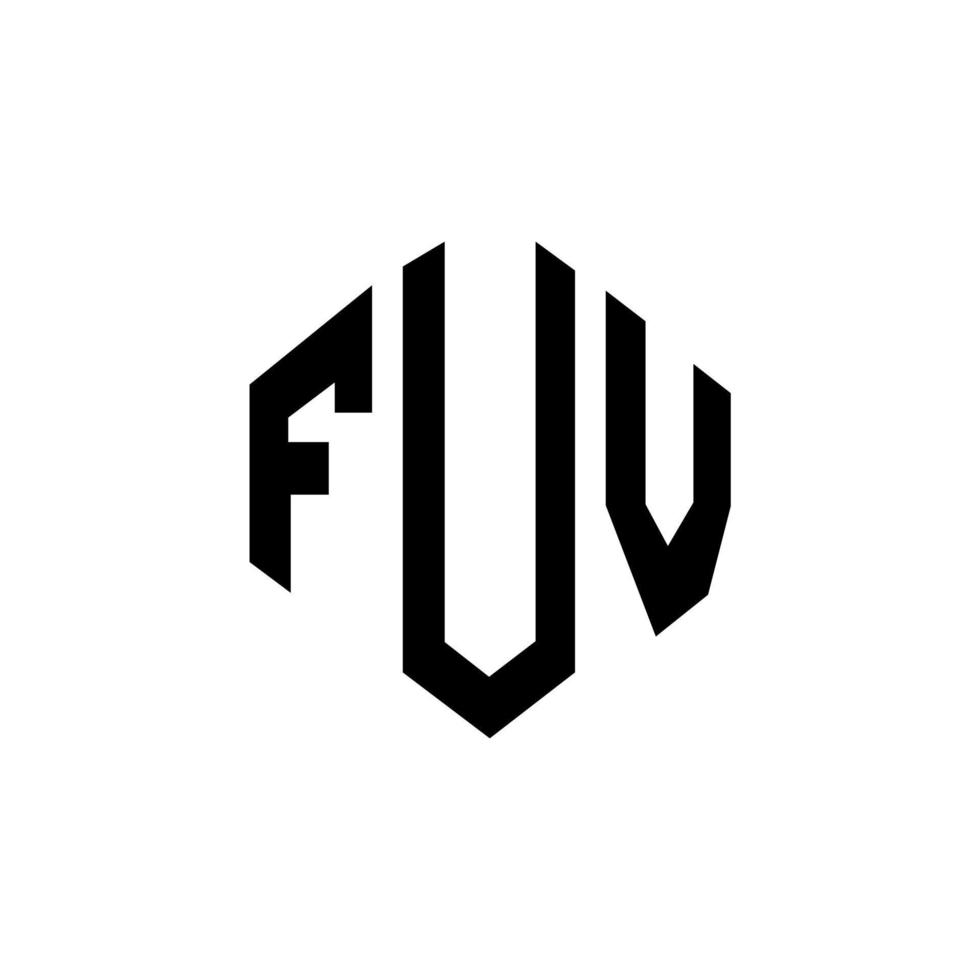 création de logo de lettre fuv avec forme de polygone. création de logo en forme de polygone et de cube fuv. modèle de logo vectoriel hexagone fuv couleurs blanches et noires. monogramme fuv, logo d'entreprise et immobilier.
