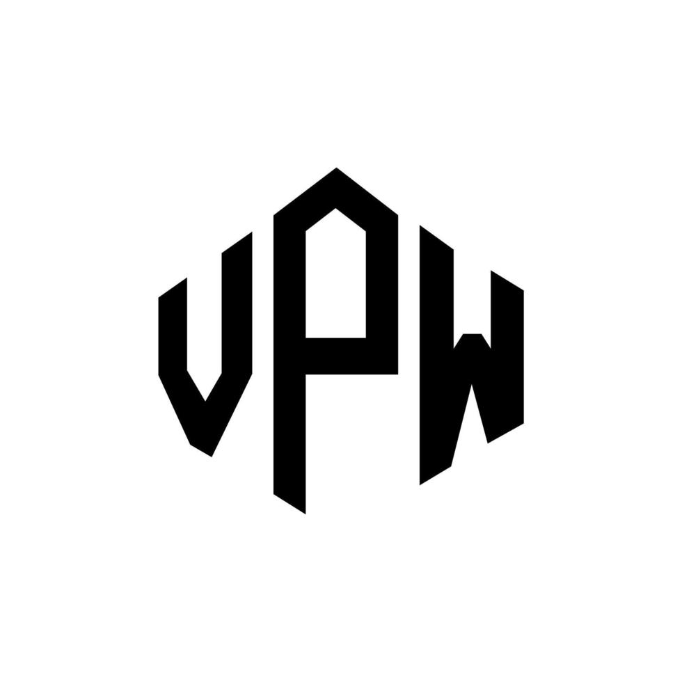 création de logo de lettre vpw avec forme de polygone. création de logo en forme de polygone et de cube vpw. modèle de logo vectoriel vpw hexagone couleurs blanches et noires. monogramme vpw, logo d'entreprise et immobilier.