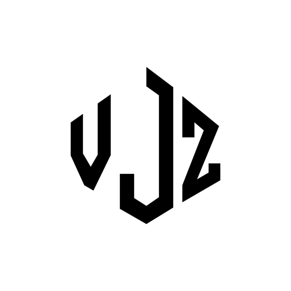 création de logo de lettre vjz avec forme de polygone. création de logo en forme de polygone et de cube vjz. modèle de logo vectoriel vjz hexagone couleurs blanches et noires. monogramme vjz, logo d'entreprise et immobilier.