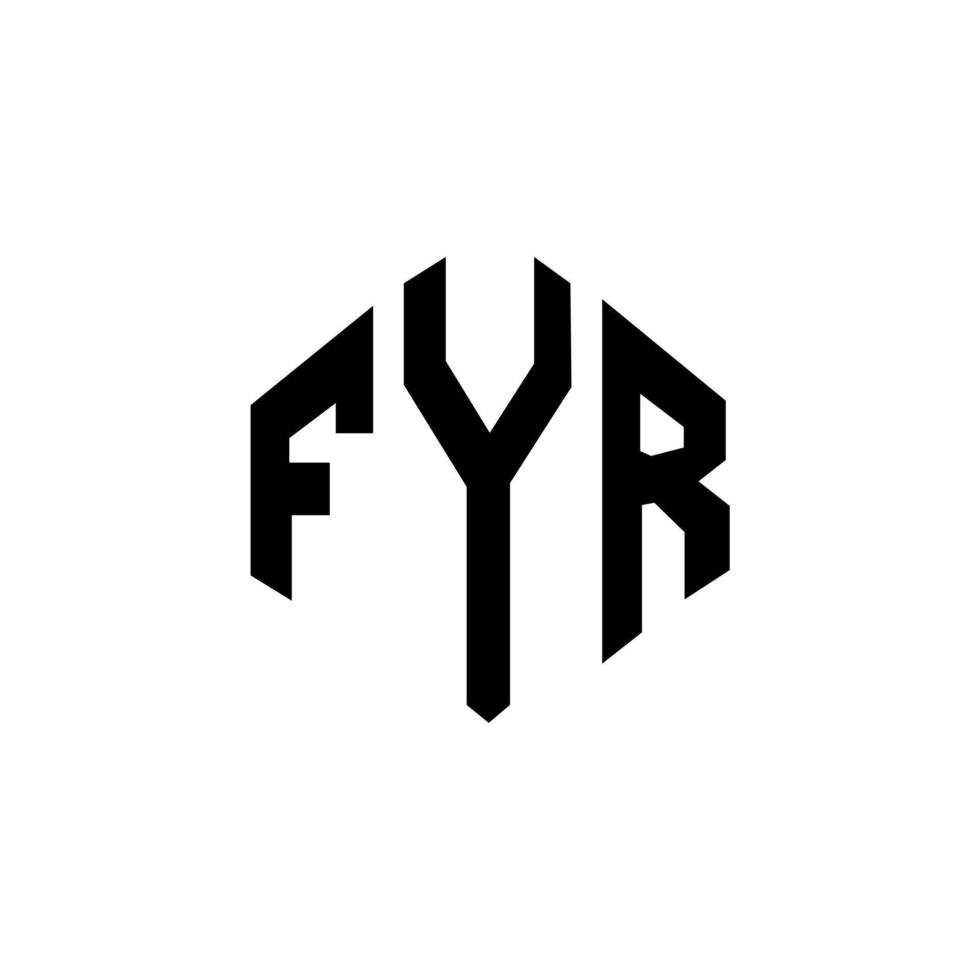 création de logo de lettre fyr avec forme de polygone. création de logo en forme de polygone et de cube fyr. modèle de logo vectoriel hexagone fyr couleurs blanches et noires. monogramme fyr, logo d'entreprise et immobilier.