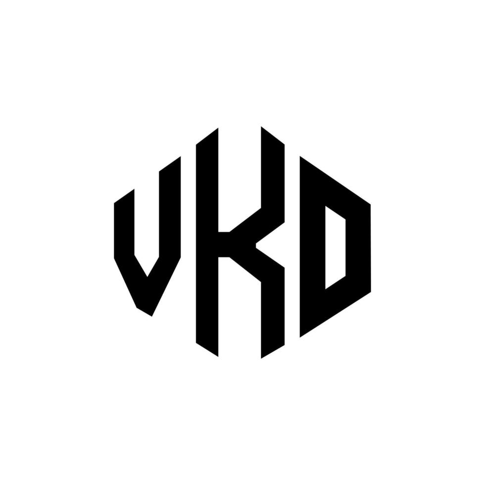 création de logo de lettre vko avec forme de polygone. création de logo en forme de polygone et de cube vko. modèle de logo vectoriel vko hexagone couleurs blanches et noires. monogramme vko, logo d'entreprise et immobilier.