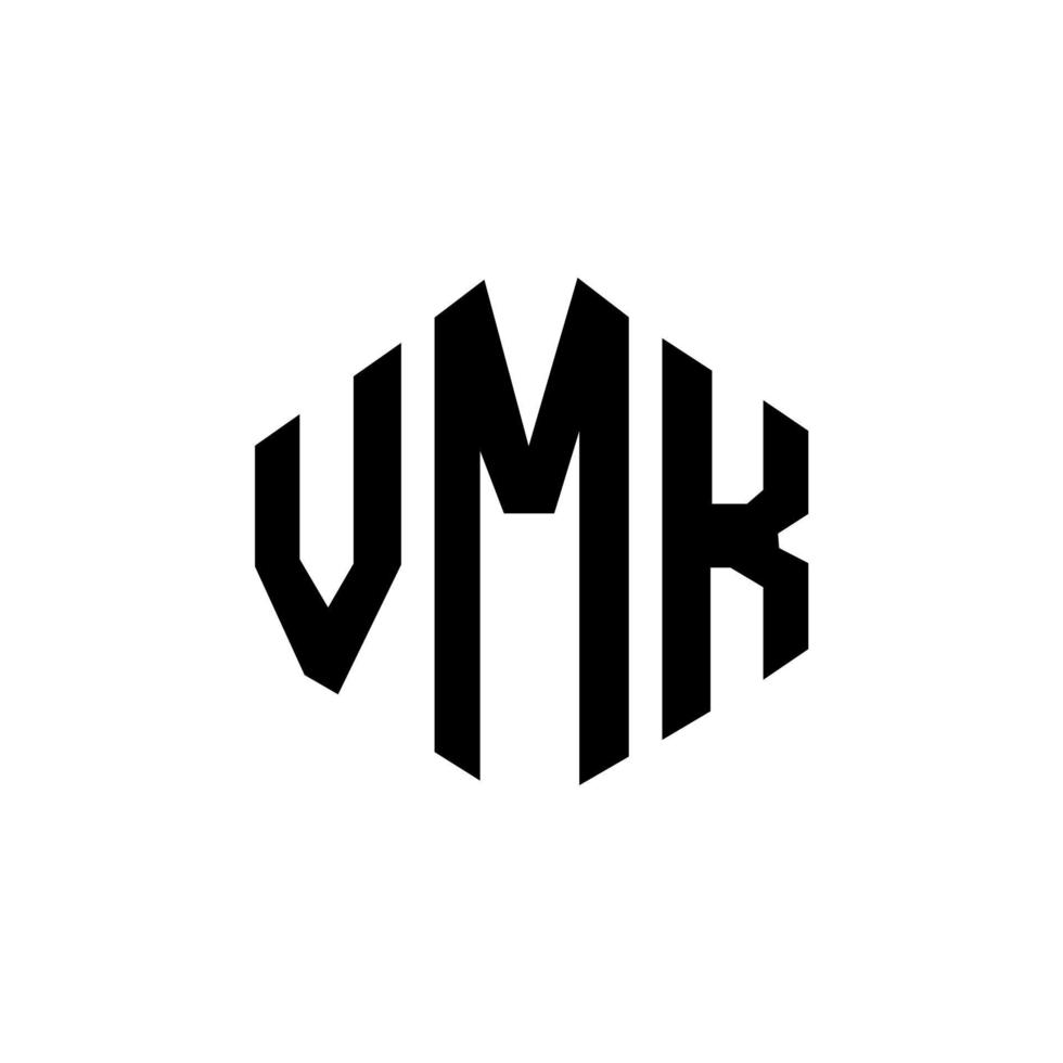 création de logo de lettre vmk avec forme de polygone. création de logo en forme de polygone et de cube vmk. modèle de logo vectoriel vmk hexagone couleurs blanches et noires. monogramme vmk, logo d'entreprise et immobilier.