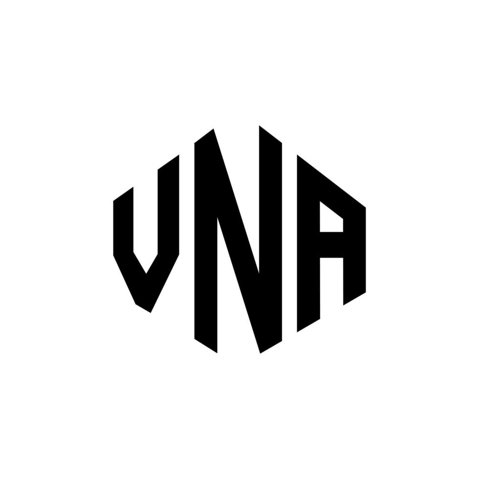 création de logo de lettre vna avec forme de polygone. création de logo en forme de polygone et de cube vna. modèle de logo vectoriel vna hexagone couleurs blanches et noires. monogramme vna, logo d'entreprise et immobilier.