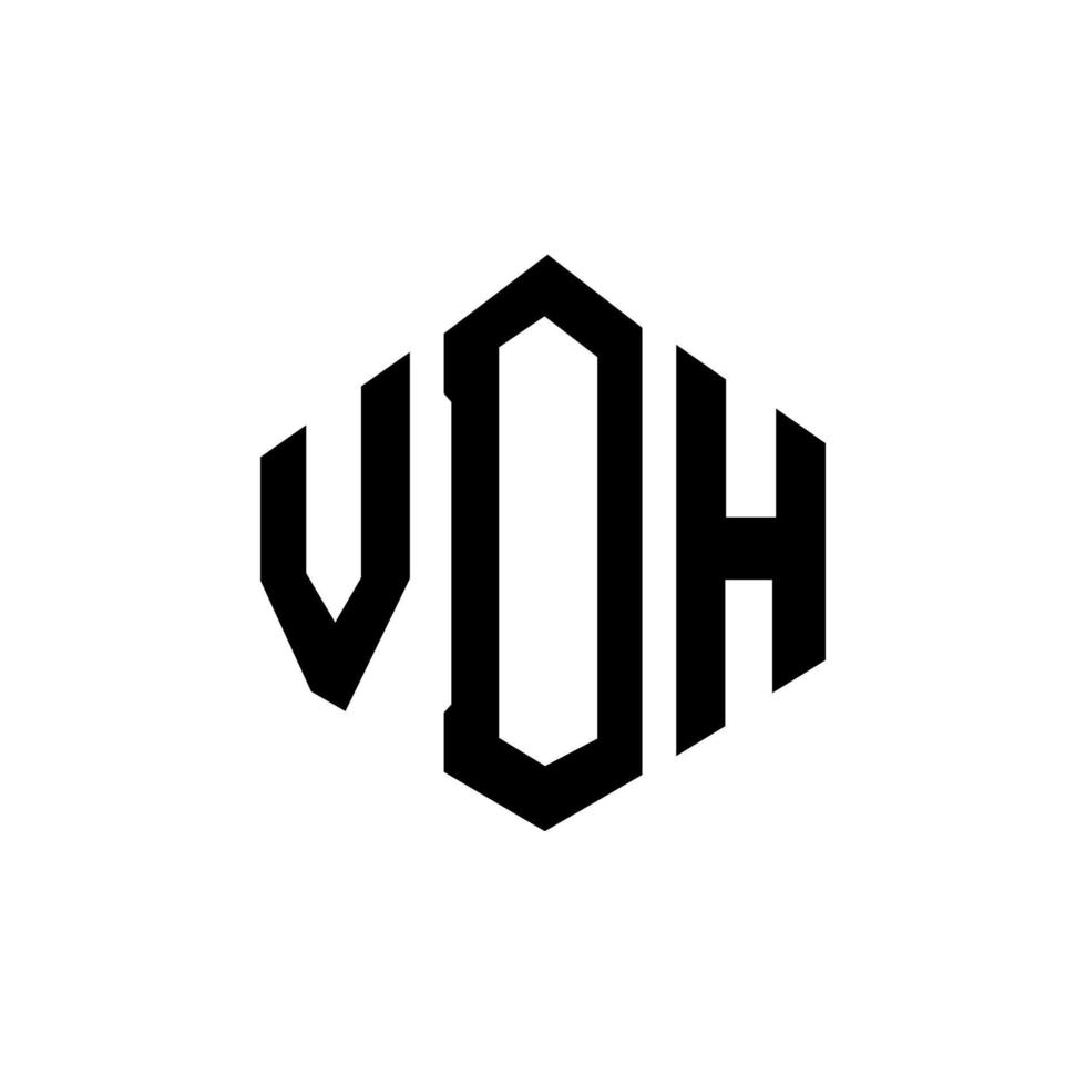 création de logo de lettre vdh avec forme de polygone. création de logo en forme de polygone et de cube vdh. modèle de logo vectoriel vdh hexagone couleurs blanches et noires. monogramme vdh, logo commercial et immobilier.