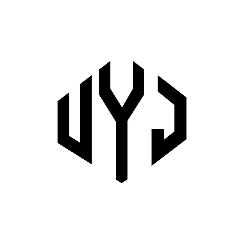 création de logo de lettre uyj avec forme de polygone. création de logo en forme de polygone et de cube uyj. modèle de logo vectoriel uyj hexagone couleurs blanches et noires. monogramme uyj, logo d'entreprise et immobilier.