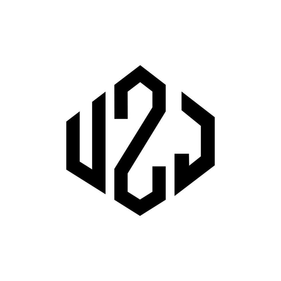 création de logo de lettre uzj avec forme de polygone. création de logo en forme de polygone et de cube uzj. modèle de logo vectoriel uzj hexagone couleurs blanches et noires. monogramme uzj, logo d'entreprise et immobilier.