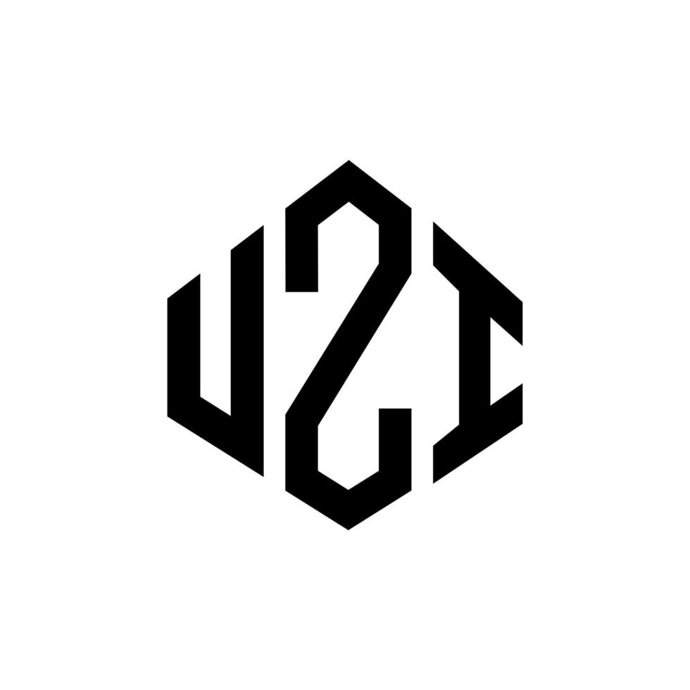 création de logo de lettre uzi avec forme de polygone. création de logo en forme de polygone et de cube uzi. modèle de logo vectoriel uzi hexagone couleurs blanches et noires. monogramme uzi, logo d'entreprise et immobilier.