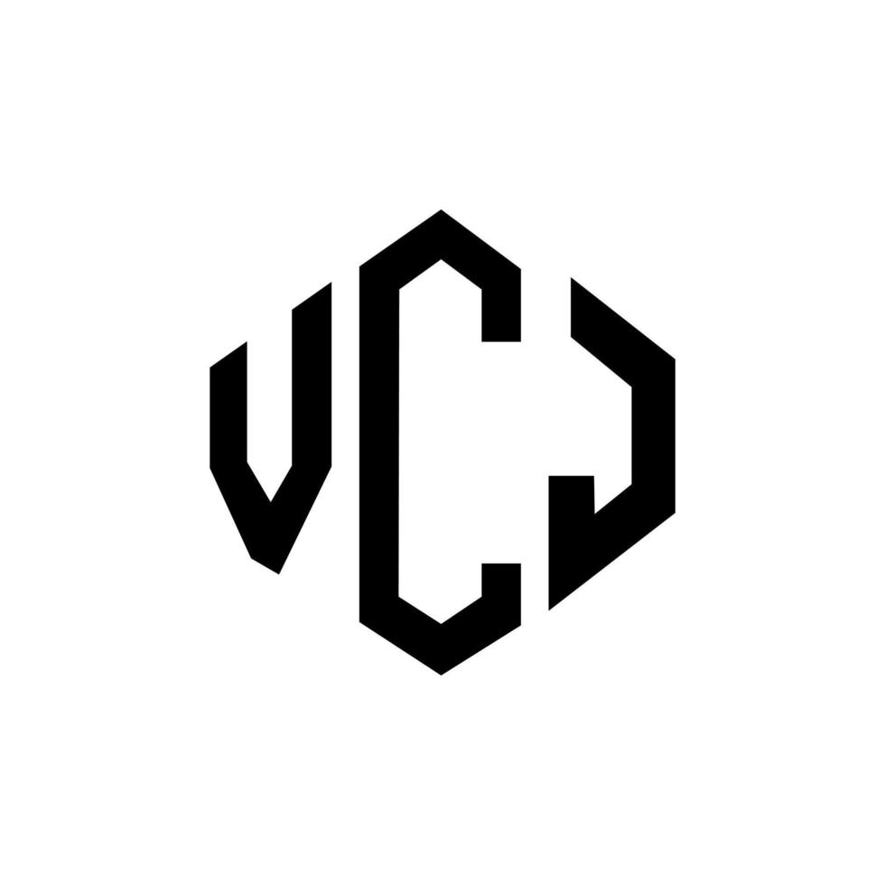 création de logo de lettre vcj avec forme de polygone. création de logo en forme de polygone et de cube vcj. modèle de logo vectoriel vcj hexagone couleurs blanches et noires. monogramme vcj, logo d'entreprise et immobilier.