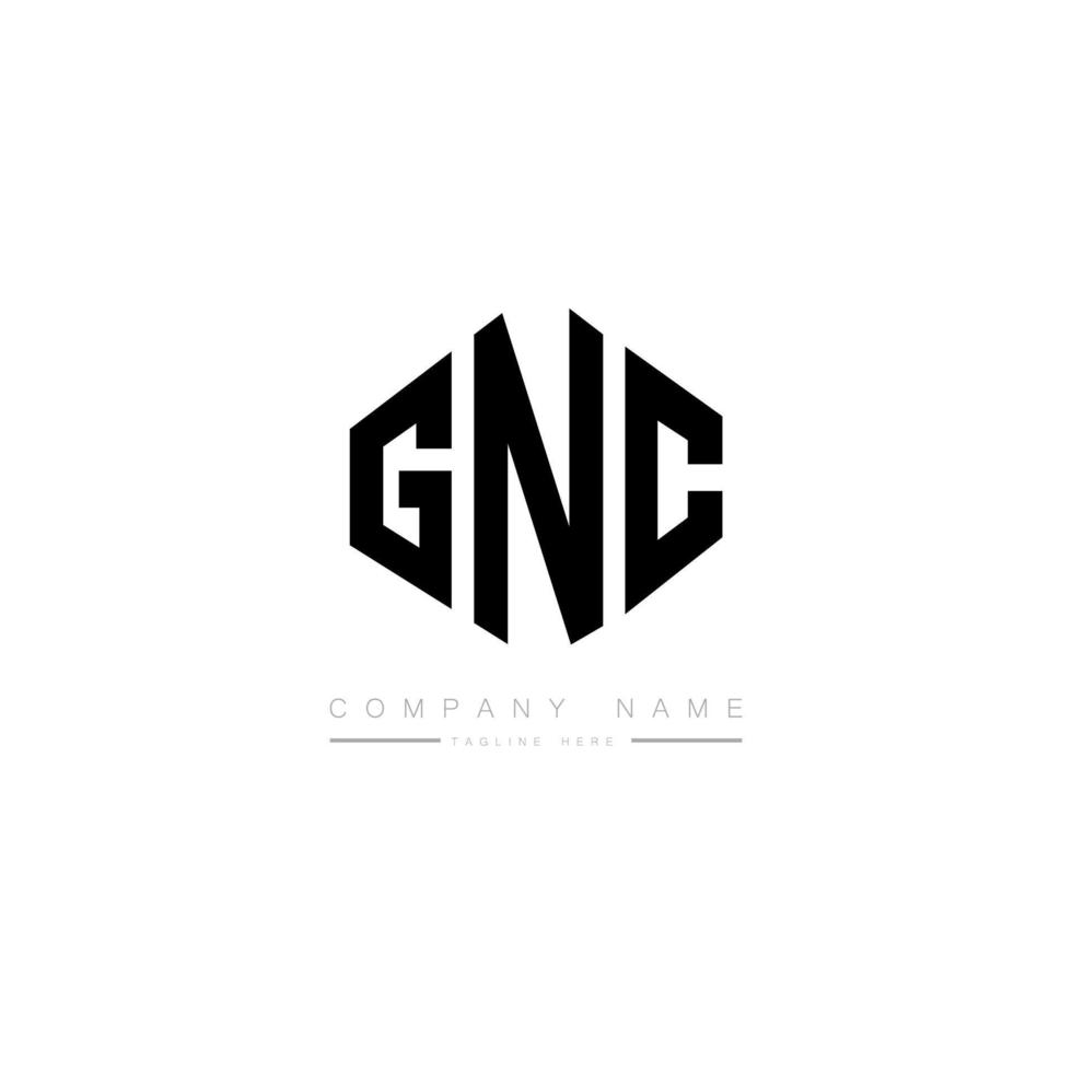 création de logo de lettre gnc avec forme de polygone. création de logo en forme de polygone et de cube gnc. modèle de logo vectoriel hexagone gnc couleurs blanches et noires. monogramme gnc, logo d'entreprise et immobilier.