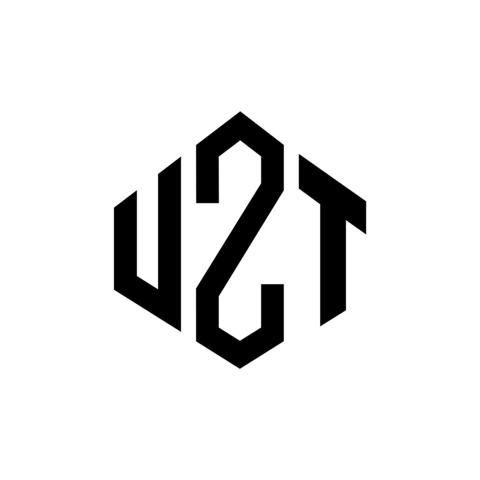 création de logo de lettre uzt avec forme de polygone. création de logo en forme de polygone et de cube uzt. modèle de logo vectoriel uzt hexagone couleurs blanches et noires. monogramme uzt, logo d'entreprise et immobilier.